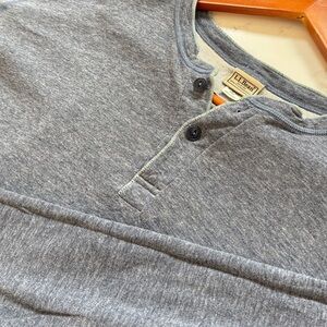 L.L. Bean Men’s XXL Tall Lined Henley Shirt – Gray – Wool Blend – Workwear / Out